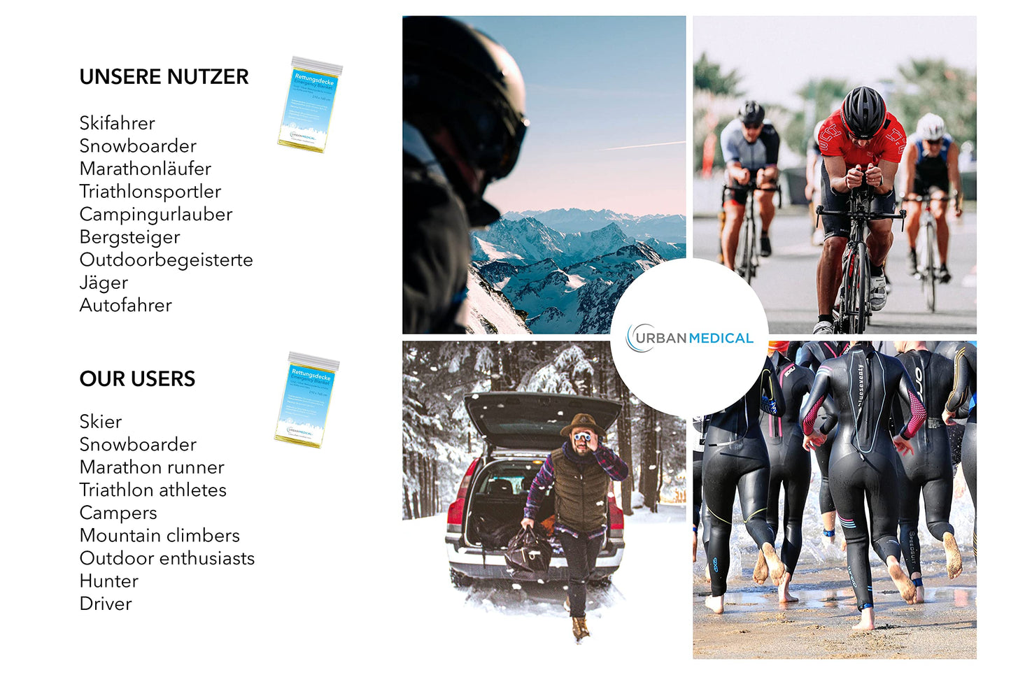 Rettungsdecke Mehrfachpackungen - 210x160cm